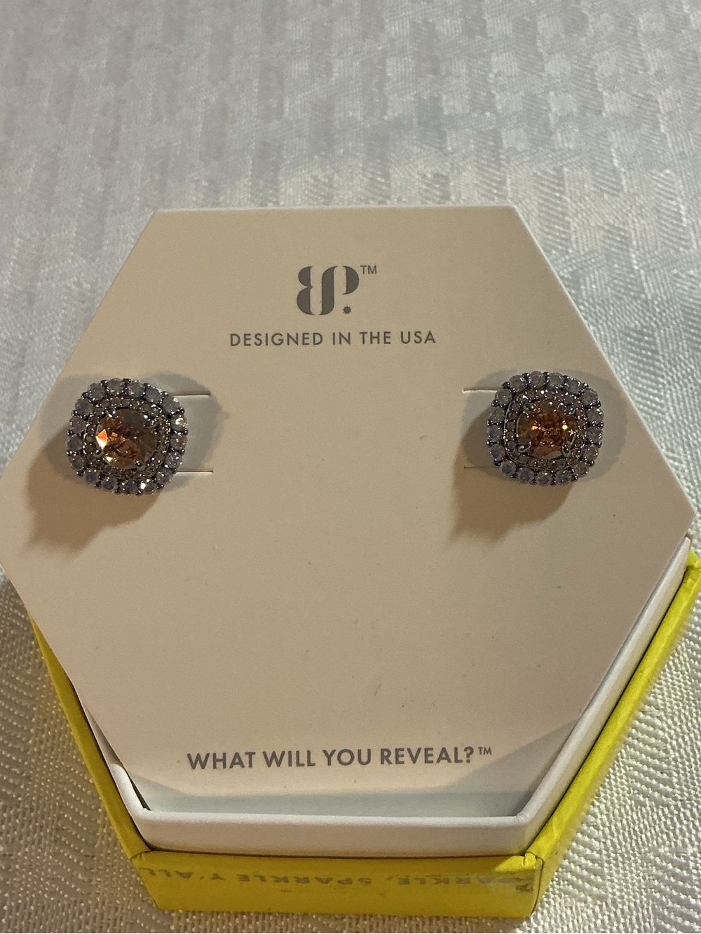 Bomb Party “Halo of Heaven” Smoky Topaz Cubic Zirconia Hematite Plating
